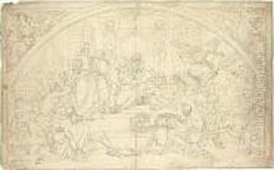 Design For A Lunette: Moses Imploring Pharoah To Set The Children Of Israel Free by Johann Friedrich Overbeck