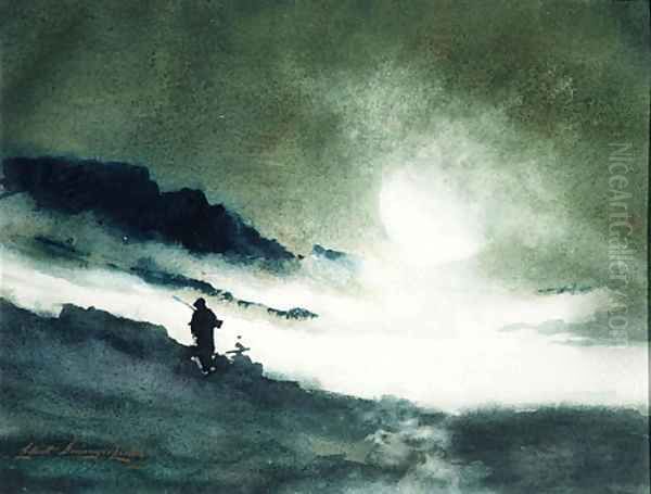 Moon Rising over Fog Clouds - view 1