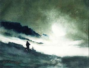 Moon Rising over Fog Clouds by Elliott Dangerfield