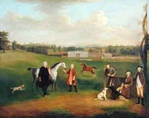 Leak Okeover Rev John Allen and Captain Chester at Okeover Hall Staffordshire by Arthur Devis