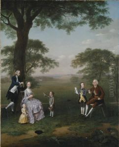 The Clavey Family in their garden at Hampstead by Arthur Devis