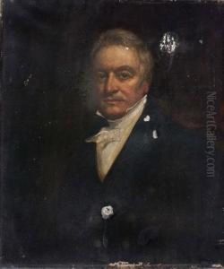 Portrait Of A Gentleman With Grey Hair Wearing Awhite Stock And Black Jacket