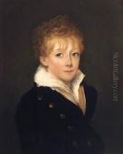 Portrait Of A Boy, Quarter-length, In A Blue Coat And Whiteshirt