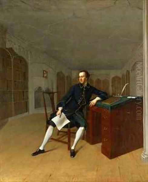 Sir Roger Newdigate 1719-1806 in the Library at Arbury - view 1