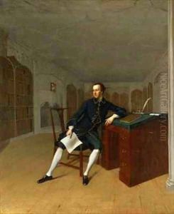 Sir Roger Newdigate 1719-1806 in the Library at Arbury by Arthur Devis