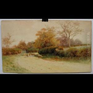Shepherd And Flock; Evening Chat by George Oyston