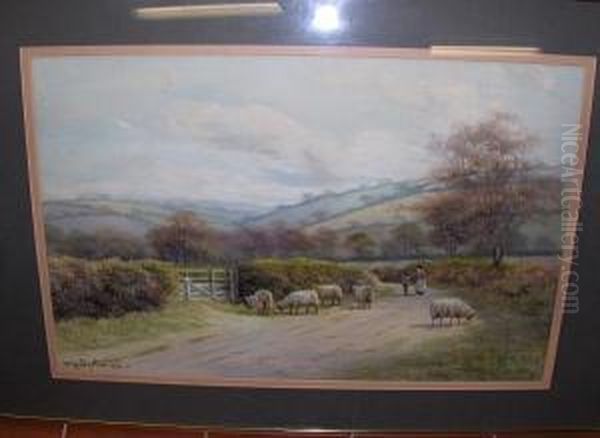 Sheep And Figures On A Country Lane - view 1