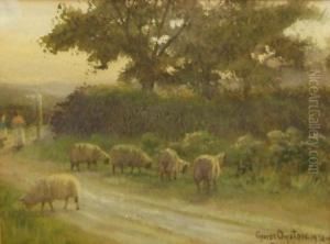 Figures With Sheep In A Lane