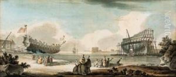 The Builder's Yard; And Three-masters Preparing To Set Sail - view 1