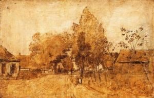 End Of The Village, About 1870-71 by Laszlo Paal