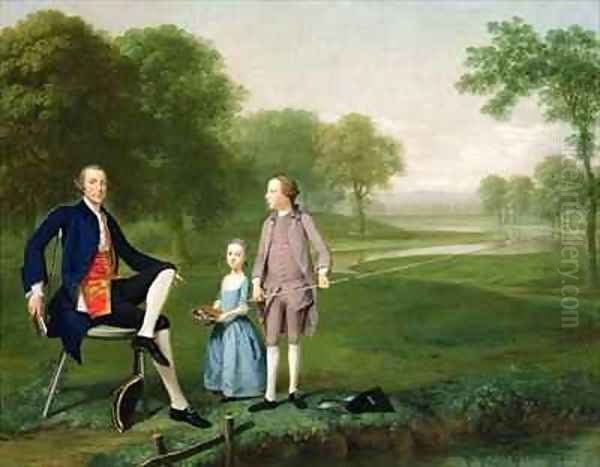 Richard Moretan Esq of Tackley with his nephew and niece John and Susanna Weyland - view 1