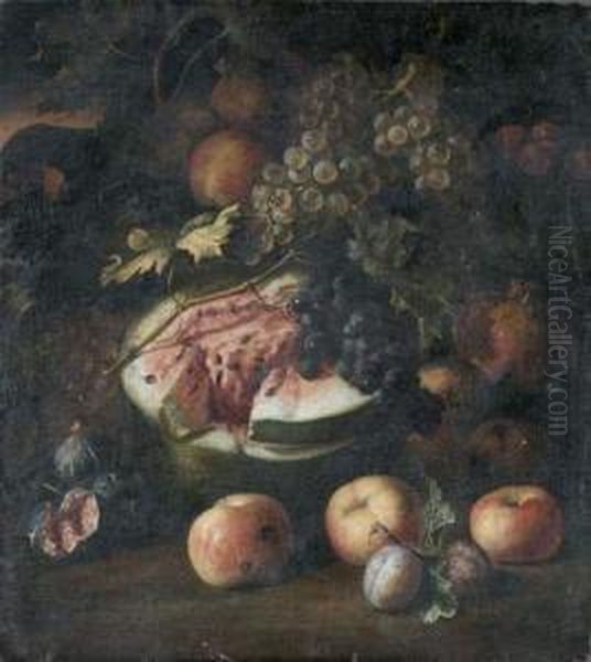 Allegorie De L'automne Ou Nature
Morte A La Pasteque, Aux Raisins,aux Pommes Et Aux Figues - view 1