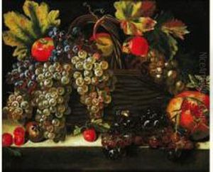 Nature Morte A La Corbeille De Fruits Sur Un Entablement