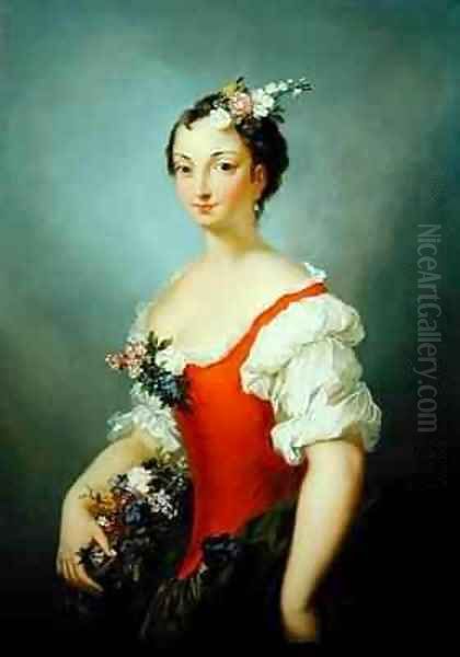 Portrait of a Lady Holding Flowers - view 1