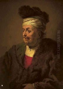 A man wearing a fur headdress and robe