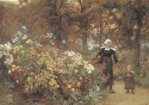 Picking Flowers by Theophile Louis Deyrolle