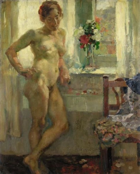 Weiblicher Akt Und Blumenstrauss - view 1