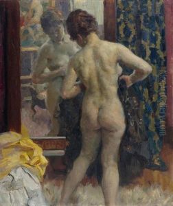 Weiblicher Akt Vor Spiegel. 1919. by Paul Paede