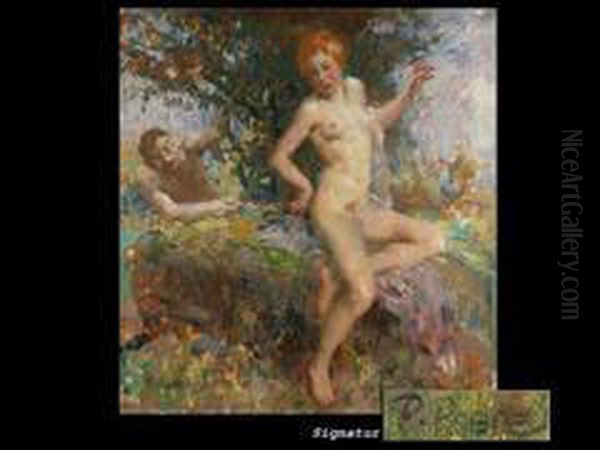Der Faun Neckt Eine Junge Frau - view 1