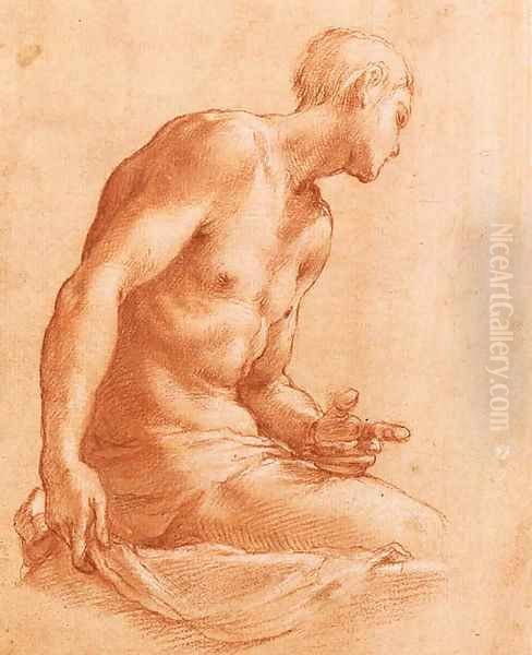 A partly draped Nude seated on a Balustrade - view 1