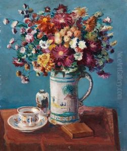 Sommerblumenstraus In Gmunder Fayencekrug by Paul Paeschke