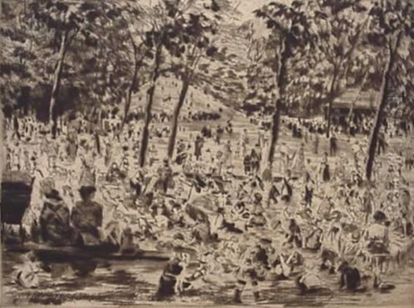 ''kinderspielplatz- Etching With Roulette, Ca. 1915, Very Good Condition. 13 X 17'' - view 1