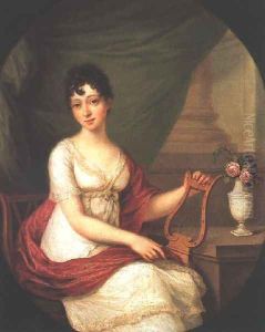 Woman Playing the Lute 1811 by Janos Donat
