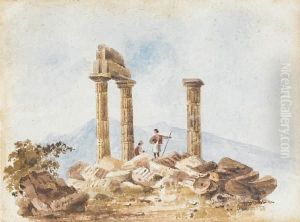 The Temple Of Zeus At Nemea, A Pair by William Page