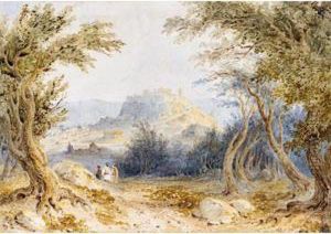 Figures In A Woodland, A View Of Athens Beyond Figures In A Woodland, A View Of Athens Beyond