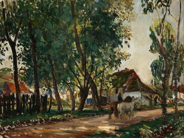 Figure And Horses In A French Landscape - view 1