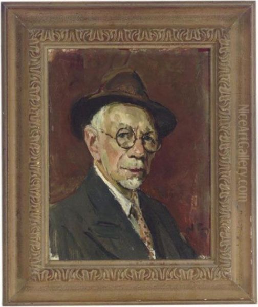 Portrait Of A Man With Glasses And A Brown Hat - view 1