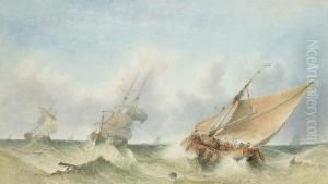 Shipping Boats In A Swell by Sidney Edward Paget