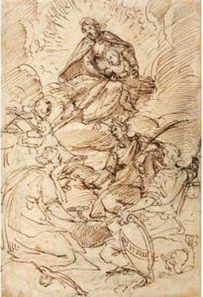 The Madonna In Glory Adored By Saints Bernard, Lucy, Catherine And George - view 1