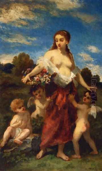 Mythological Woman with Puttis - view 1