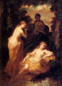 Nymphs In The Forest Fontainbleau by Narcisse-Virgile Diaz de la Pena