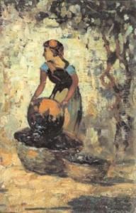 Vendemmia Sotto Il Pergolato by Pietro Pajetta