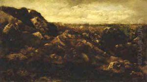 A Rocky Outcrop by Narcisse-Virgile Diaz de la Pena