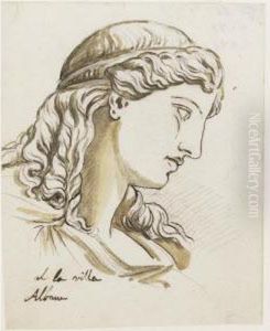 Head Of A Classical Youth Seen In Profile To The Right by Jacques-Augustin Pajou