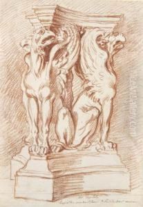 Trois Griffons Sur Un Piedestal by Jacques-Augustin Pajou