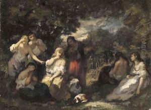Conversation sous les arbres by Narcisse-Virgile Diaz de la Pena