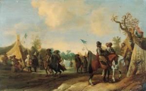 A Military Encampment With Cavalrymen