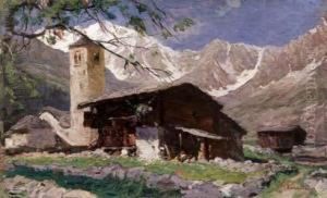 La Chiesa Vecchia Di Macugnaga Col Monte Rosa by Giuseppe Palanti