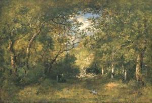 Paysanne ramassant du bois dans la foret by Narcisse-Virgile Diaz de la Pena