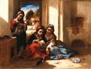 Arab children playing by Narcisse-Virgile Diaz de la Pena