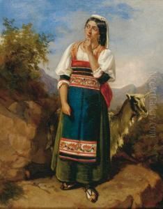 Contadina Abruzzese Con Capretta