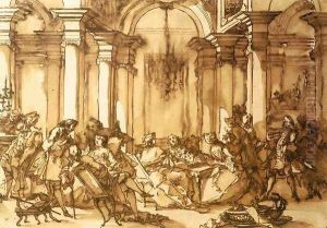 Salon Scene by Michel-Francois Dandre-Bardon