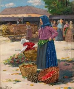 Paysannes Au Marche. by Carolus Pallya