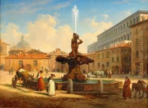 Vue Af Piazza Barberini I Rom