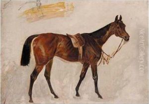 A Set Of Two Saddled Horses by James Lynwood Palmer