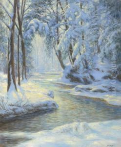 Snowy Landscape With Brook